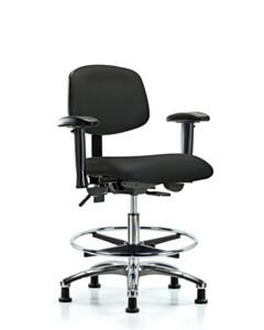 Neta ECOM Vinyl Medium Bench Height Chair - Chrome Base Arms Chrome