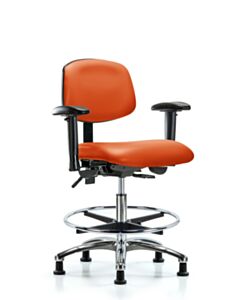 Neta ECOM Vinyl Medium Bench Height Chair - Chrome Base Arms Chrome