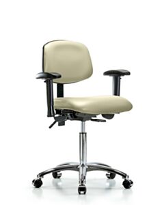 Neta ECOM Vinyl Medium Bench Height Chair - Chrome Base Arms Chrome