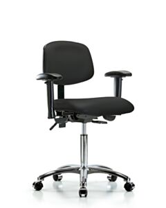 Neta ECOM Vinyl Medium Bench Height Chair - Chrome Base Arms Chrome