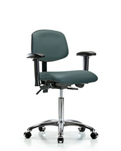 Neta ECOM Vinyl Medium Bench Height Chair - Chrome Base Arms Chrome