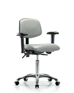 Neta ECOM Vinyl Medium Bench Height Chair - Chrome Base Arms Chrome