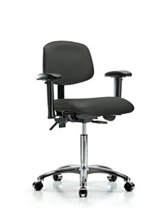 Neta ECOM Vinyl Medium Bench Height Chair - Chrome Base Arms Chrome