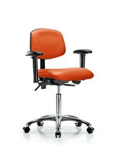 Neta ECOM Vinyl Medium Bench Height Chair - Chrome Base Arms Chrome