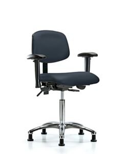 Neta ECOM Vinyl Medium Bench Height Chair - Chrome Base Arms Glides