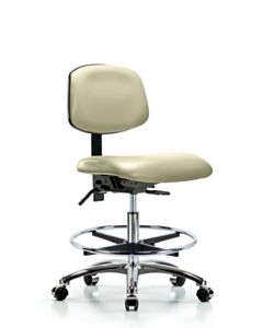 Neta ECOM Vinyl Medium Bench Height Chair - Chrome Base Tilt Chrome
