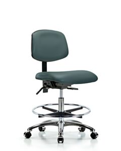 Neta ECOM Vinyl Medium Bench Height Chair - Chrome Base Tilt Chrome