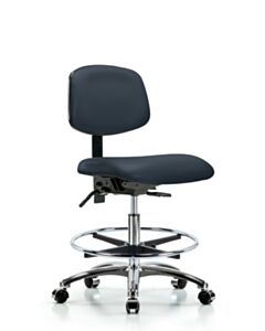 Neta ECOM Vinyl Medium Bench Height Chair - Chrome Base Tilt Chrome