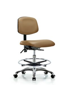 Neta ECOM Vinyl Medium Bench Height Chair - Chrome Base Tilt Chrome