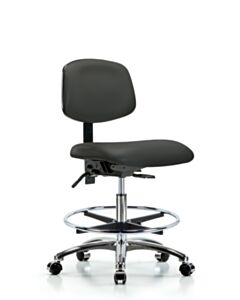 Neta ECOM Vinyl Medium Bench Height Chair - Chrome Base Tilt Chrome
