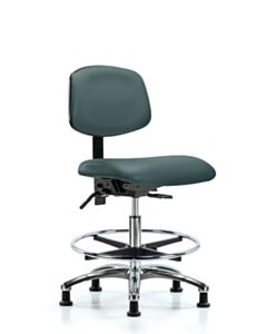 Neta ECOM Vinyl Medium Bench Height Chair - Chrome Base Tilt Chrome