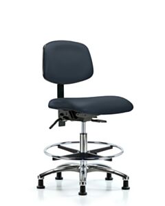 Neta ECOM Vinyl Medium Bench Height Chair - Chrome Base Tilt Chrome