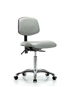 Neta ECOM Vinyl Medium Bench Height Chair - Chrome Base Tilt Chrome