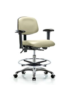 Neta ECOM Vinyl Medium Bench Height Chair - Chrome Base Tilt Arms