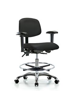 Neta ECOM Vinyl Medium Bench Height Chair - Chrome Base Tilt Arms