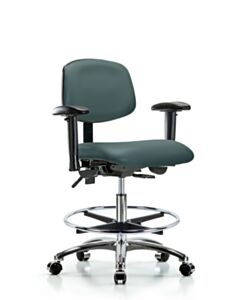 Neta ECOM Vinyl Medium Bench Height Chair - Chrome Base Tilt Arms