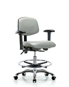 Neta ECOM Vinyl Medium Bench Height Chair - Chrome Base Tilt Arms