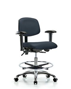 Neta ECOM Vinyl Medium Bench Height Chair - Chrome Base Tilt Arms