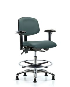 Neta ECOM Vinyl Medium Bench Height Chair - Chrome Base Tilt Arms