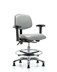 Neta ECOM Vinyl Medium Bench Height Chair - Chrome Base Tilt Arms