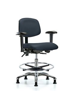 Neta ECOM Vinyl Medium Bench Height Chair - Chrome Base Tilt Arms