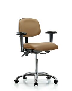 Neta ECOM Vinyl Medium Bench Height Chair - Chrome Base Tilt Arms