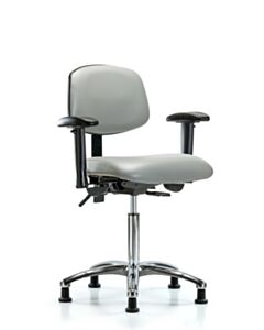 Neta ECOM Vinyl Medium Bench Height Chair - Chrome Base Tilt Arms