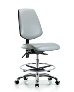 Neta ECOM Vinyl Medium Bench Height Chair - Medium Back Chrome Base
