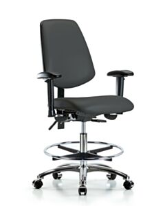 Neta ECOM Vinyl Medium Bench Height Chair - Medium Back Chrome Base