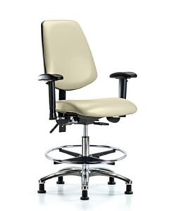 Neta ECOM Vinyl Medium Bench Height Chair - Medium Back Chrome Base