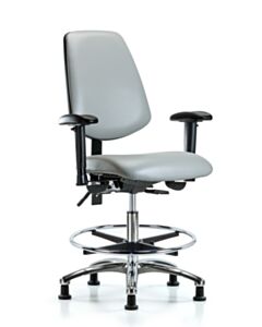 Neta ECOM Vinyl Medium Bench Height Chair - Medium Back Chrome Base