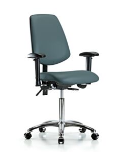 Neta ECOM Vinyl Medium Bench Height Chair - Medium Back Chrome Base