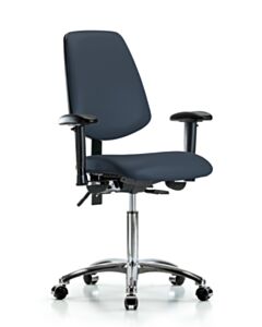 Neta ECOM Vinyl Medium Bench Height Chair - Medium Back Chrome Base