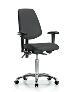 Neta ECOM Vinyl Medium Bench Height Chair - Medium Back Chrome Base
