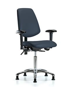 Neta ECOM Vinyl Medium Bench Height Chair - Medium Back Chrome Base