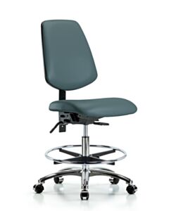 Neta ECOM Vinyl Medium Bench Height Chair - Medium Back Chrome Base