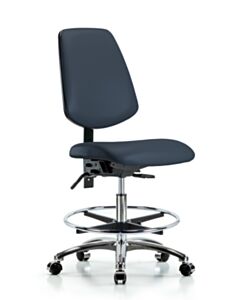Neta ECOM Vinyl Medium Bench Height Chair - Medium Back Chrome Base