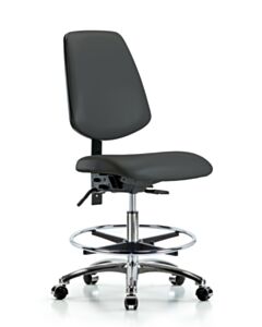 Neta ECOM Vinyl Medium Bench Height Chair - Medium Back Chrome Base