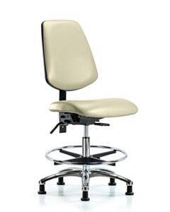 Neta ECOM Vinyl Medium Bench Height Chair - Medium Back Chrome Base