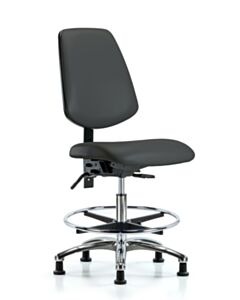 Neta ECOM Vinyl Medium Bench Height Chair - Medium Back Chrome Base