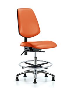 Neta ECOM Vinyl Medium Bench Height Chair - Medium Back Chrome Base