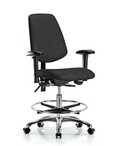 Neta ECOM Vinyl Medium Bench Height Chair - Medium Back Chrome Base