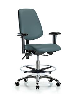 Neta ECOM Vinyl Medium Bench Height Chair - Medium Back Chrome Base