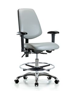 Neta ECOM Vinyl Medium Bench Height Chair - Medium Back Chrome Base
