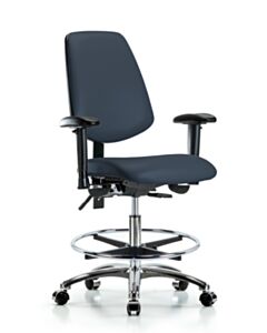 Neta ECOM Vinyl Medium Bench Height Chair - Medium Back Chrome Base