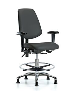 Neta ECOM Vinyl Medium Bench Height Chair - Medium Back Chrome Base