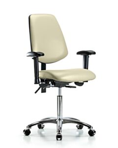 Neta ECOM Vinyl Medium Bench Height Chair - Medium Back Chrome Base