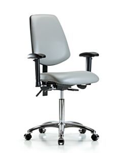 Neta ECOM Vinyl Medium Bench Height Chair - Medium Back Chrome Base