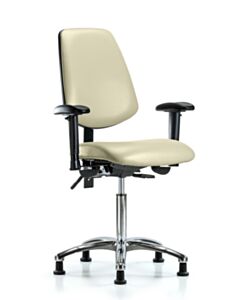 Neta ECOM Vinyl Medium Bench Height Chair - Medium Back Chrome Base