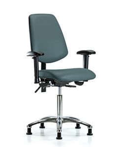 Neta ECOM Vinyl Medium Bench Height Chair - Medium Back Chrome Base